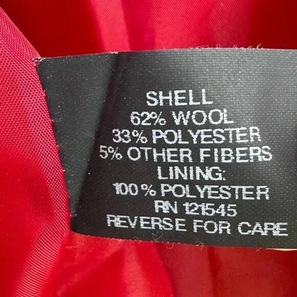 London fog, red lined double breasted pea coat size medium - Picture 5 of 7